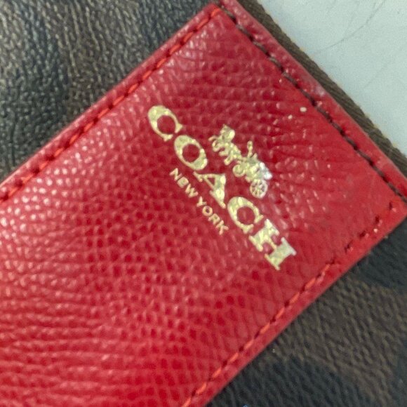 EUC Coach Signature Red Stripe Wristlet - Picture 5 of 9